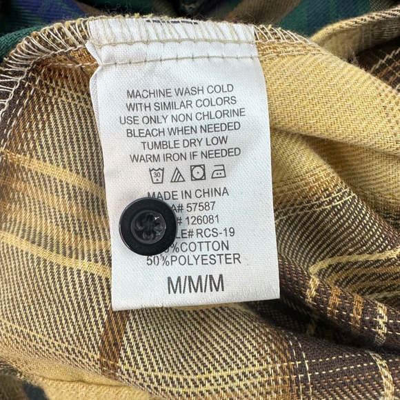 REASON Rustic Copper Plaid Hooded Shirt Jacket Mens‎ Size M Button Up Flannel - Picture 10 of 12